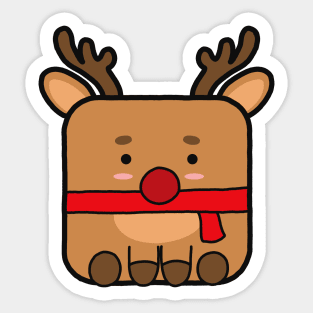 Kawaii Square Christmas Deer Sticker